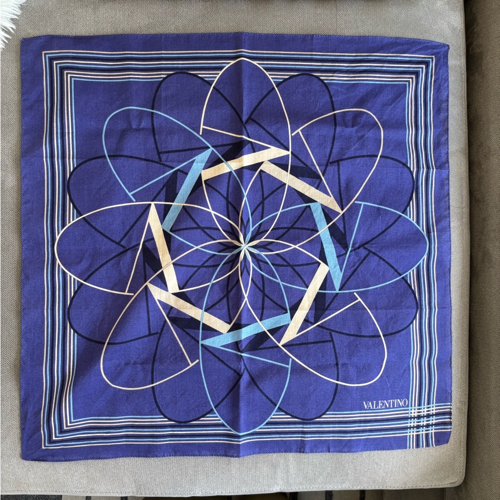 Valentino Navy and Gold Cotton Scarf